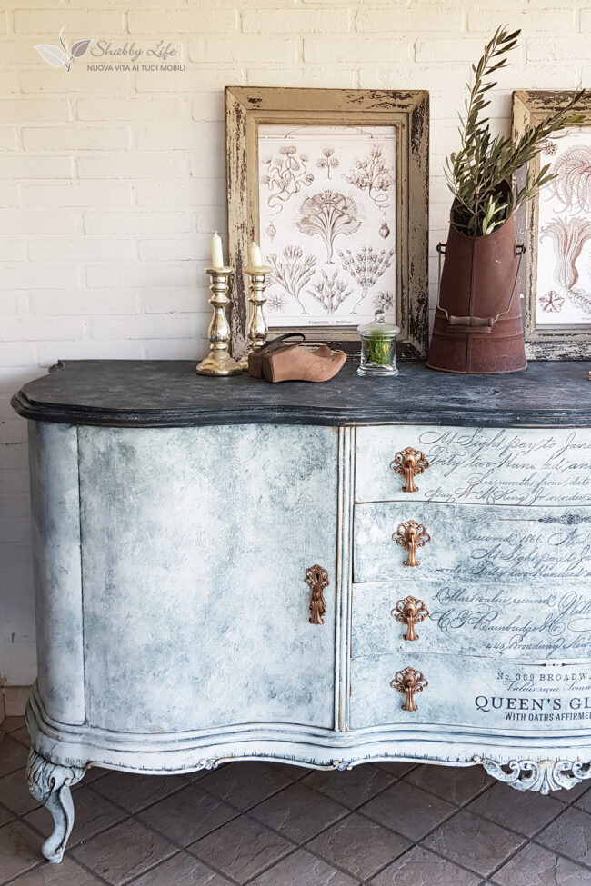 credenza buffet stile chippendale decorata a mano
